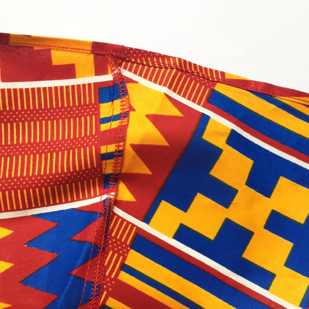 African Wax Print Maxi Skirt - Ethnic Kente Inspired Bohemian Long Skirt with Tie Waist