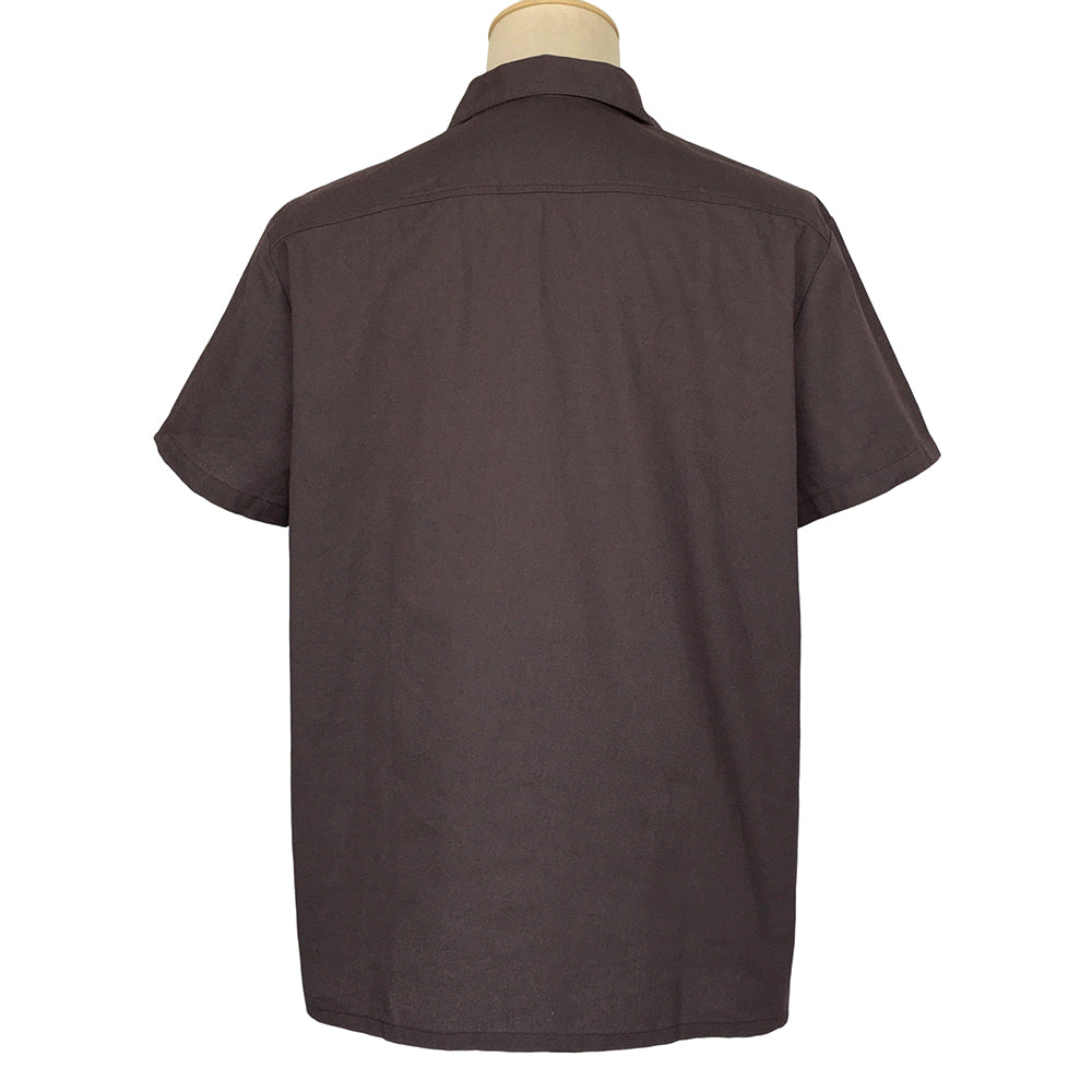 Hot-selling plus-size men's shirt featuring a gray and blue patchwork design, perfect for team uniforms. This European and American retro punk workwear style factory uniform is a must-have.