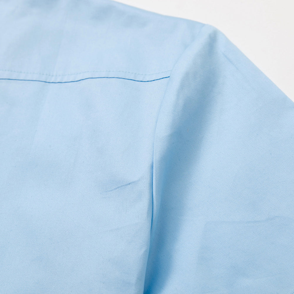 Vintage 1950s Men's Short-Sleeve Shirt - Light Blue with White Stripe, Casual Cuban Collar Top