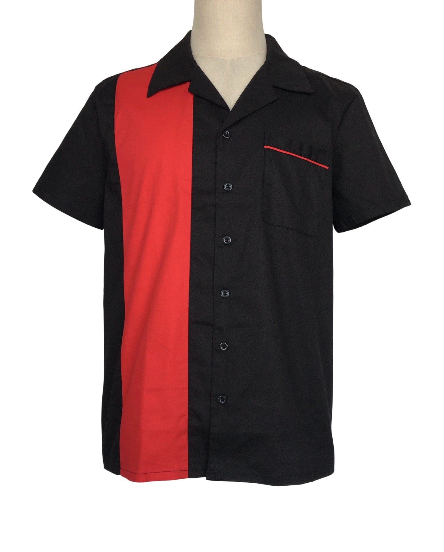 Cotton, European and American men's casual collar button up men's shirt black and red popular splicing men's clothing