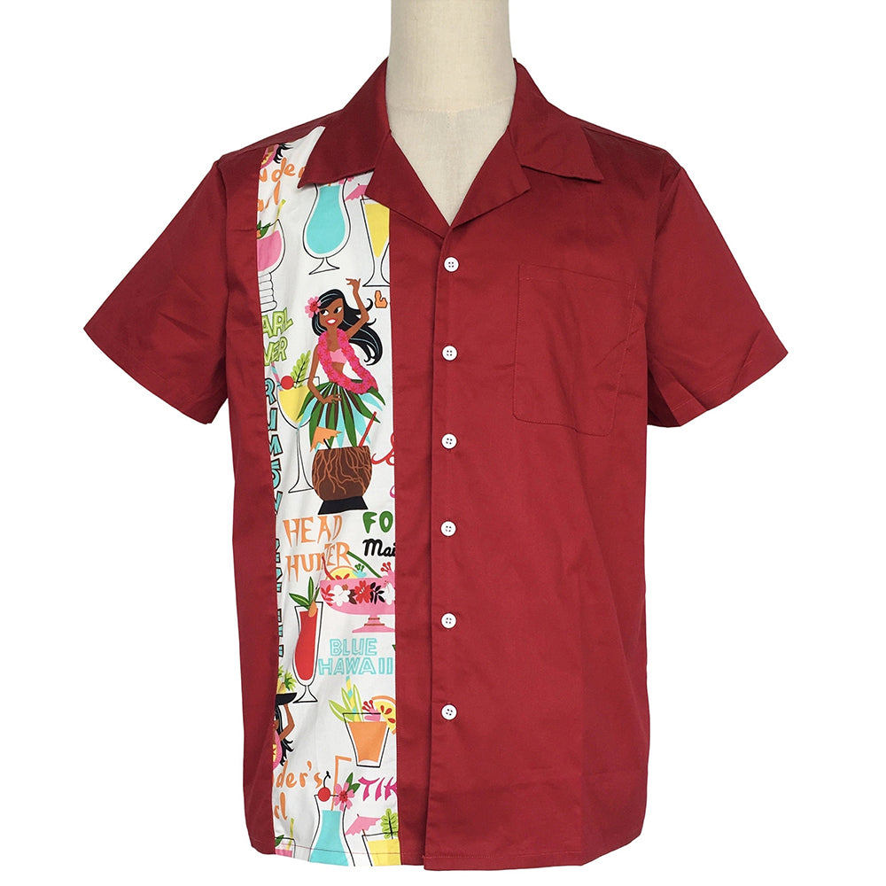 Rockabilly Style Men's Short Sleeve Shirt - Hawaiian Cocktail Print