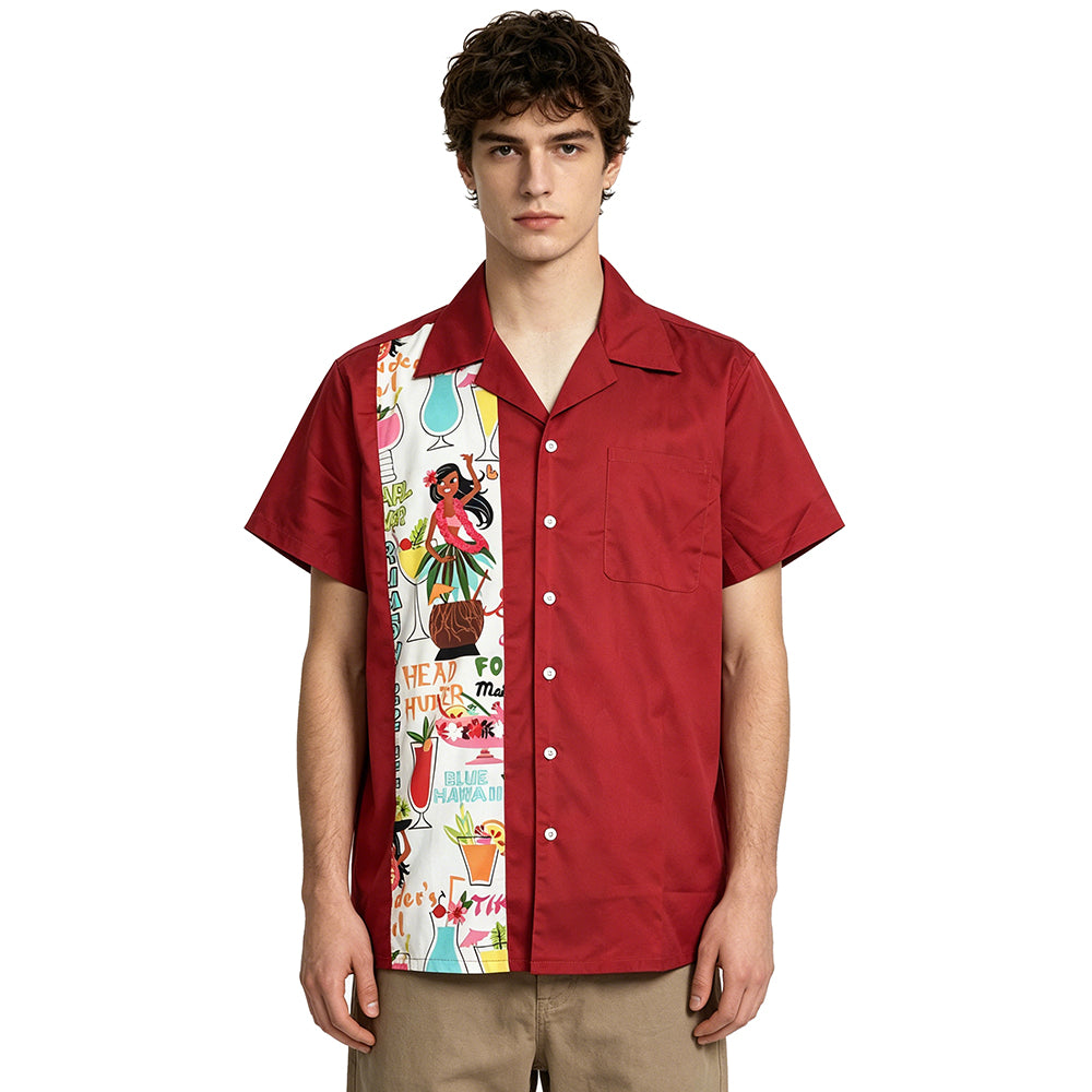 Rockabilly Style Men's Short Sleeve Shirt - Hawaiian Cocktail Print