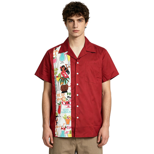 Rockabilly Style Men's Short Sleeve Shirt - Hawaiian Cocktail Print