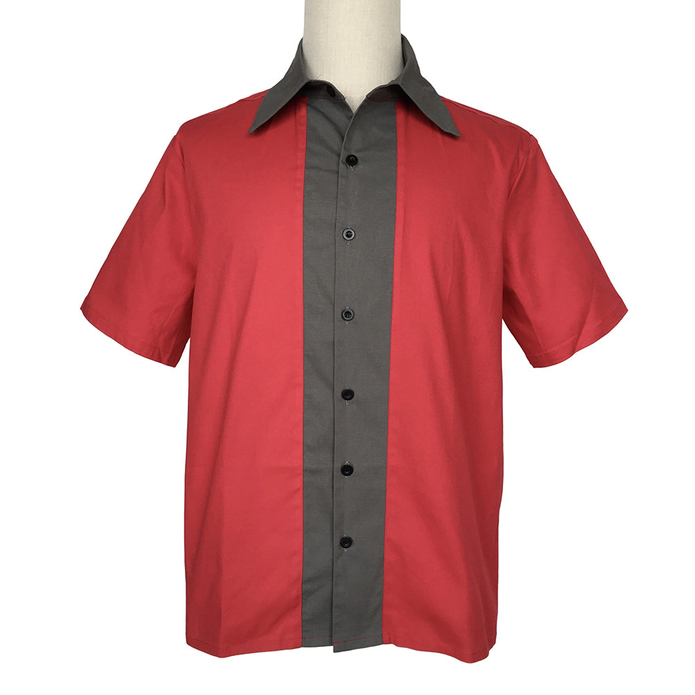 Men's Vintage Black Yellow Striped Short Sleeve Shirt Women's Retro Button Down Casual Bowling Shirt Custom Wholesale