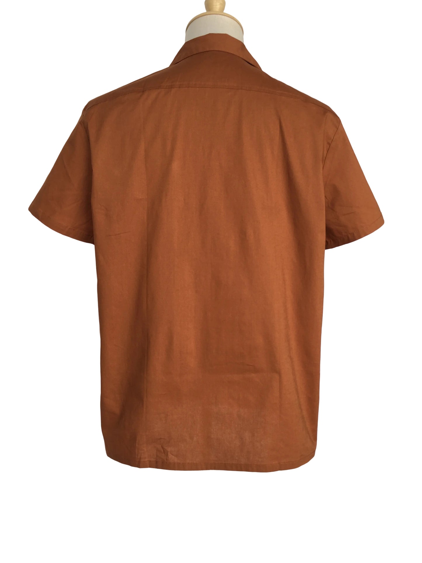 Hot selling plus size men's brown chestnut splicing versatile casual short sleeved shirt