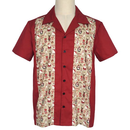 Christmas atmosphere party pocket cotton summer casual short sleeved shirt