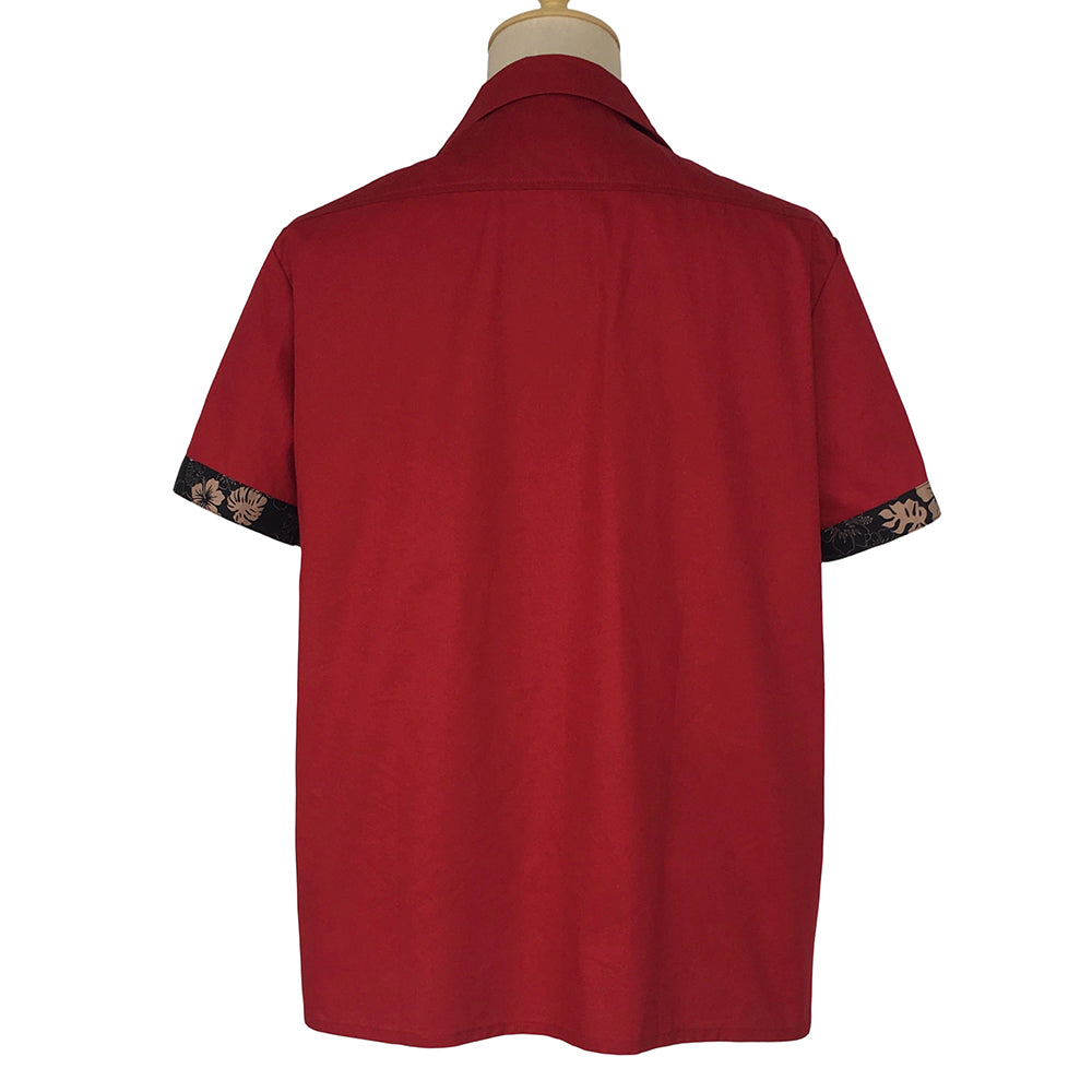 Men's Short Sleeve Bowling Shirt, Retro Floral Color Block Camp Collar Shirts, Casual Button Down Loose Fit Summer Holiday Tops for Men