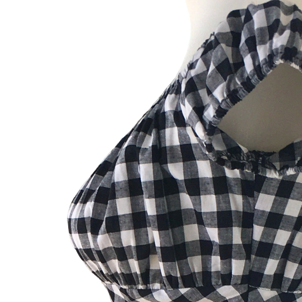 Women's Rockabilly Pinup Off Shoulder Gingham Top - Vintage 50s Inspired Plaid Bardot Blouse, Retro Western Style Off-Shoulder Shirt