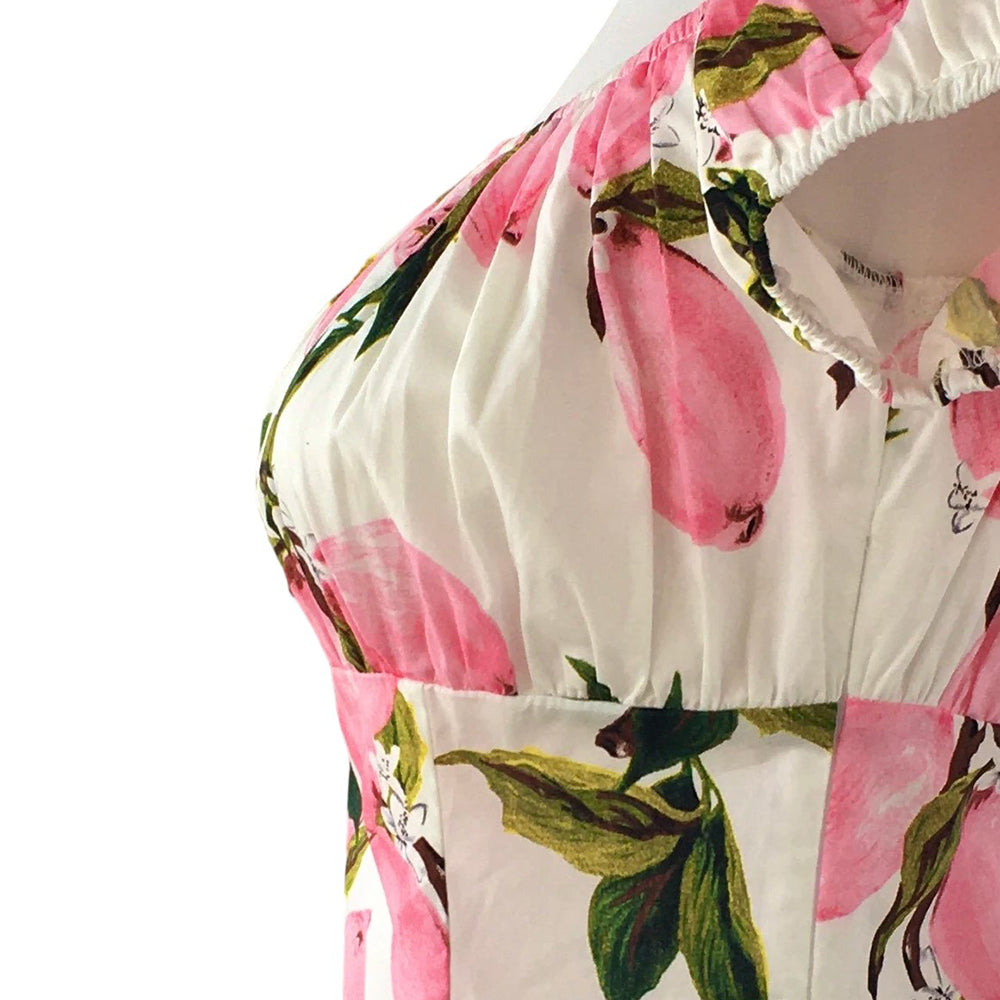 Women's Off Shoulder Lemon Print Blouse, Summer Casual Ruffle Sleeve Crop Top for Vacation