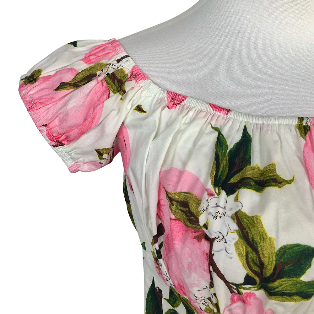 Women's Off Shoulder Lemon Print Blouse, Summer Casual Ruffle Sleeve Crop Top for Vacation