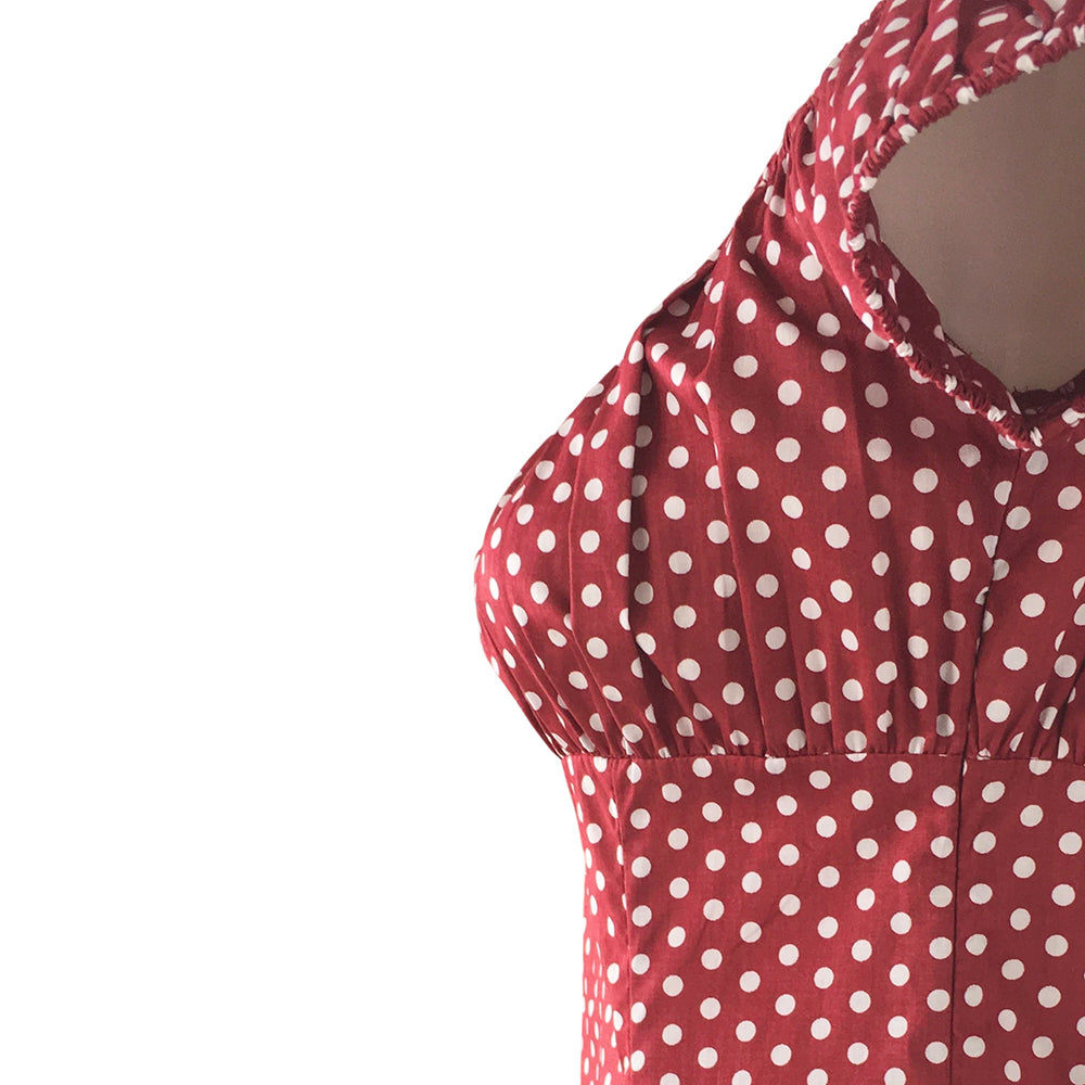 Rockabilly Pinup Style Red Polka Dot Off Shoulder Top, Vintage Inspired Retro Blouse for Women