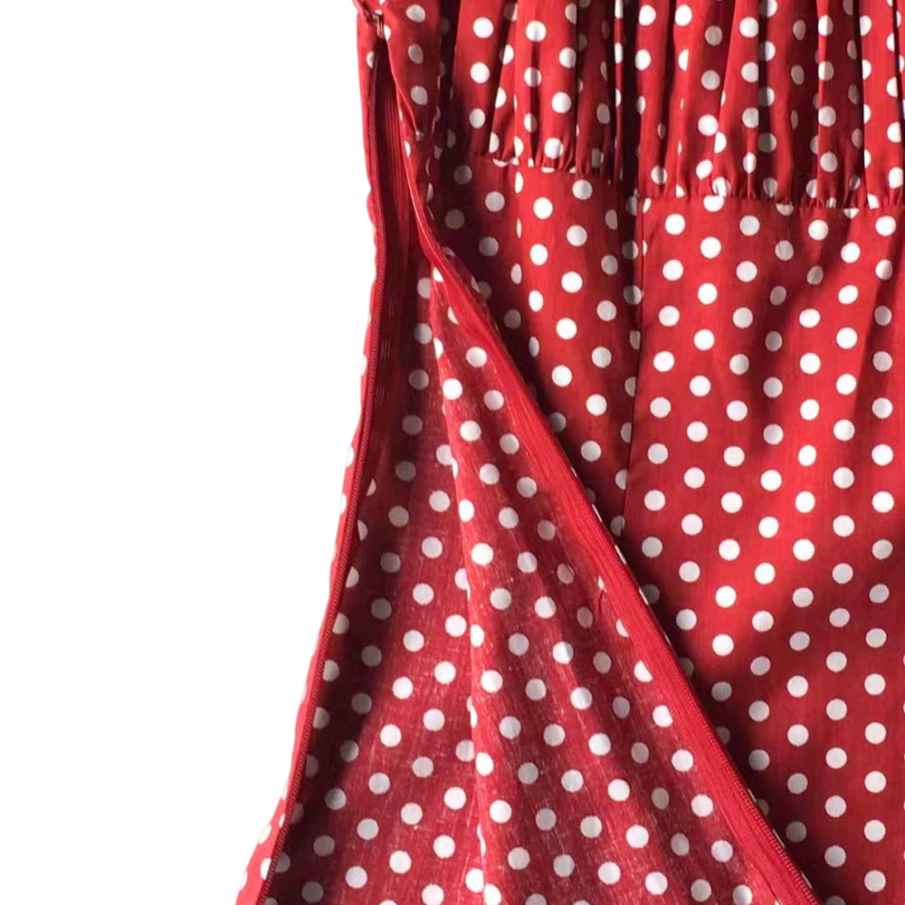 Rockabilly Pinup Style Red Polka Dot Off Shoulder Top, Vintage Inspired Retro Blouse for Women