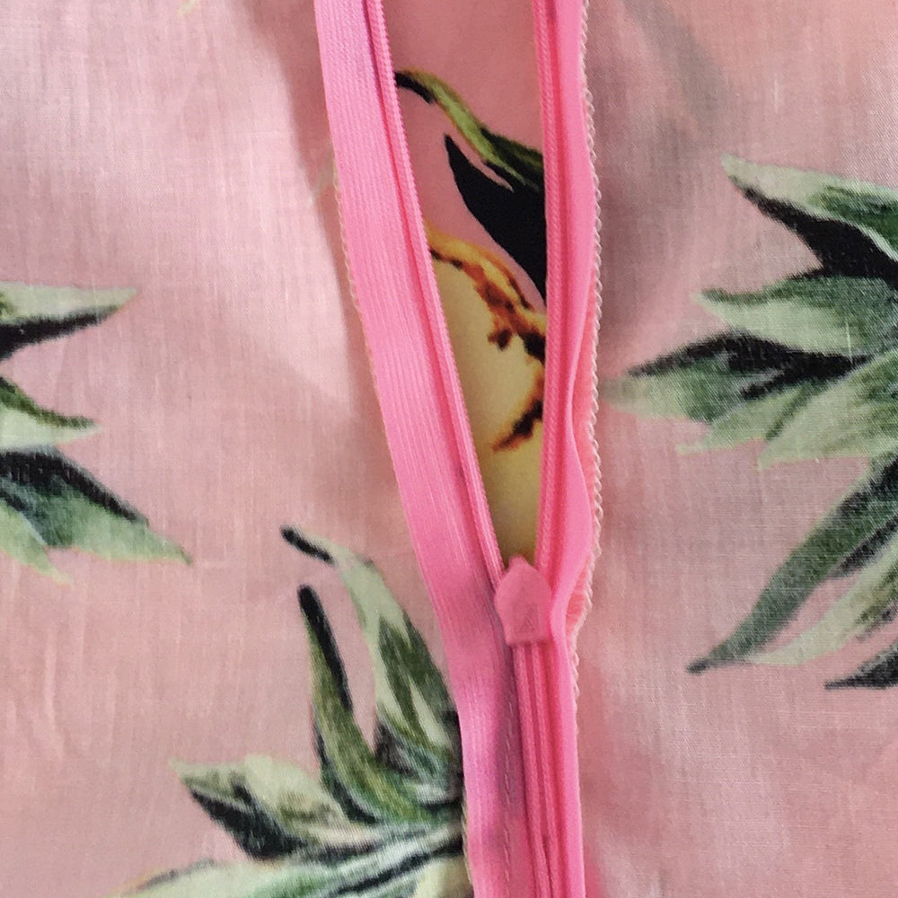 Rockabilly Pinup Pink Pineapple Off Shoulder Top - 1950s Vintage Retro Flattering Ruched Blouse