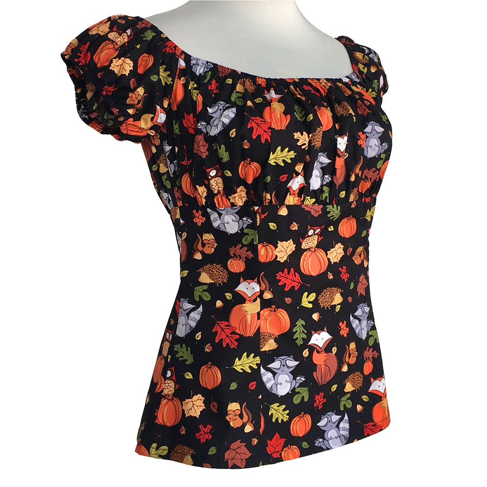 Off - Shoulder Top with Autumn Animal Prints - Multiple Patterns Available