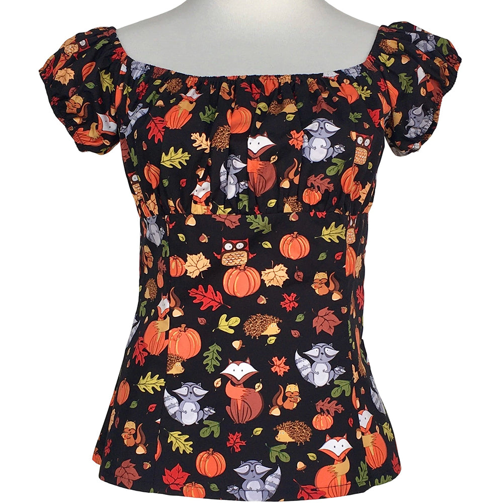 Off - Shoulder Top with Autumn Animal Prints - Multiple Patterns Available