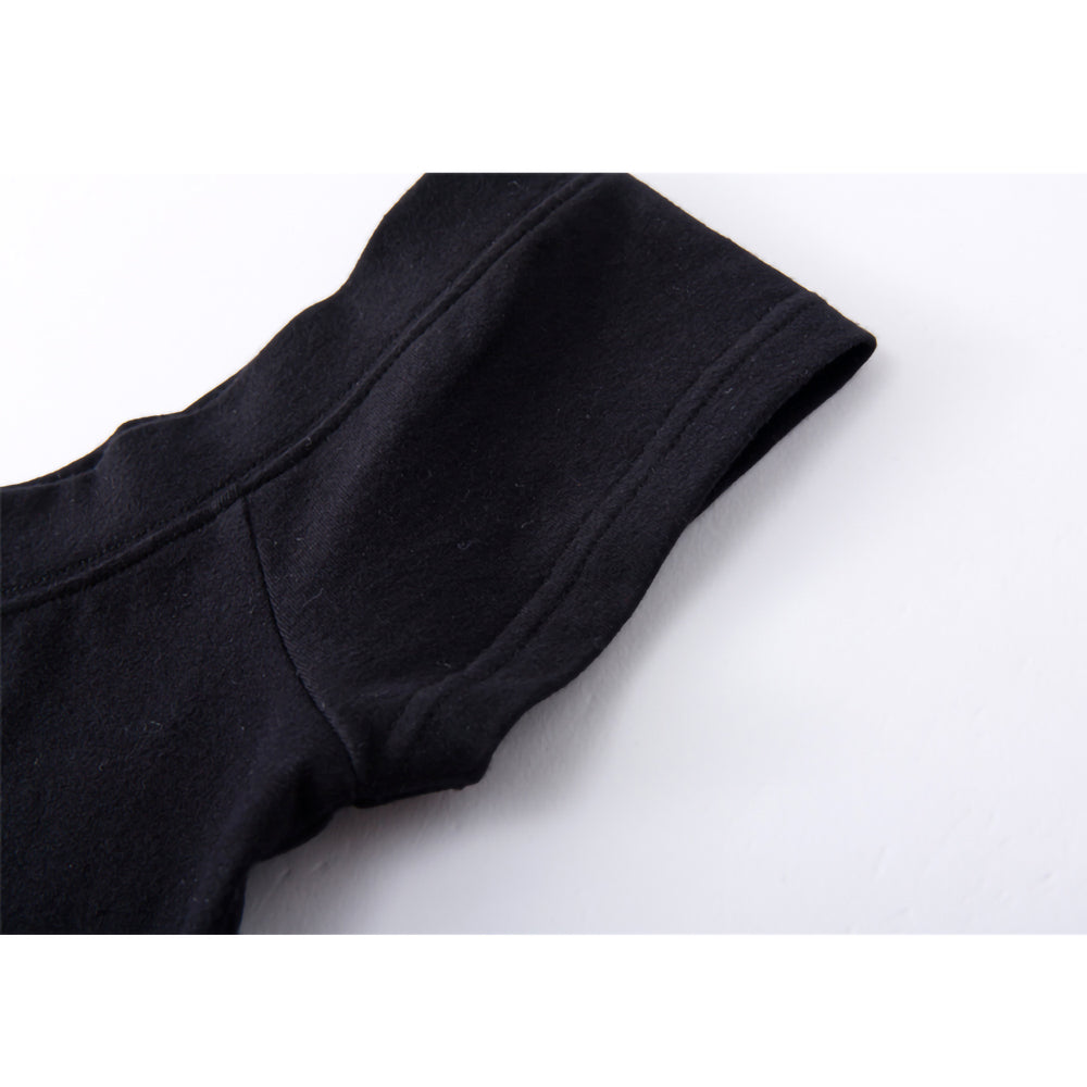 Women's Black Off - Shoulder Slim Fit Short - Sleeve Casual Top, Basic Solid Color T - shirt for Daily Wear