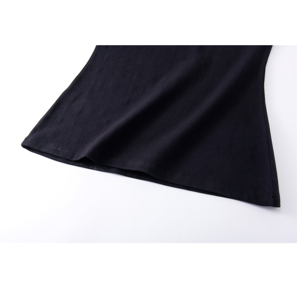 Women's Black Off - Shoulder Slim Fit Short - Sleeve Casual Top, Basic Solid Color T - shirt for Daily Wear