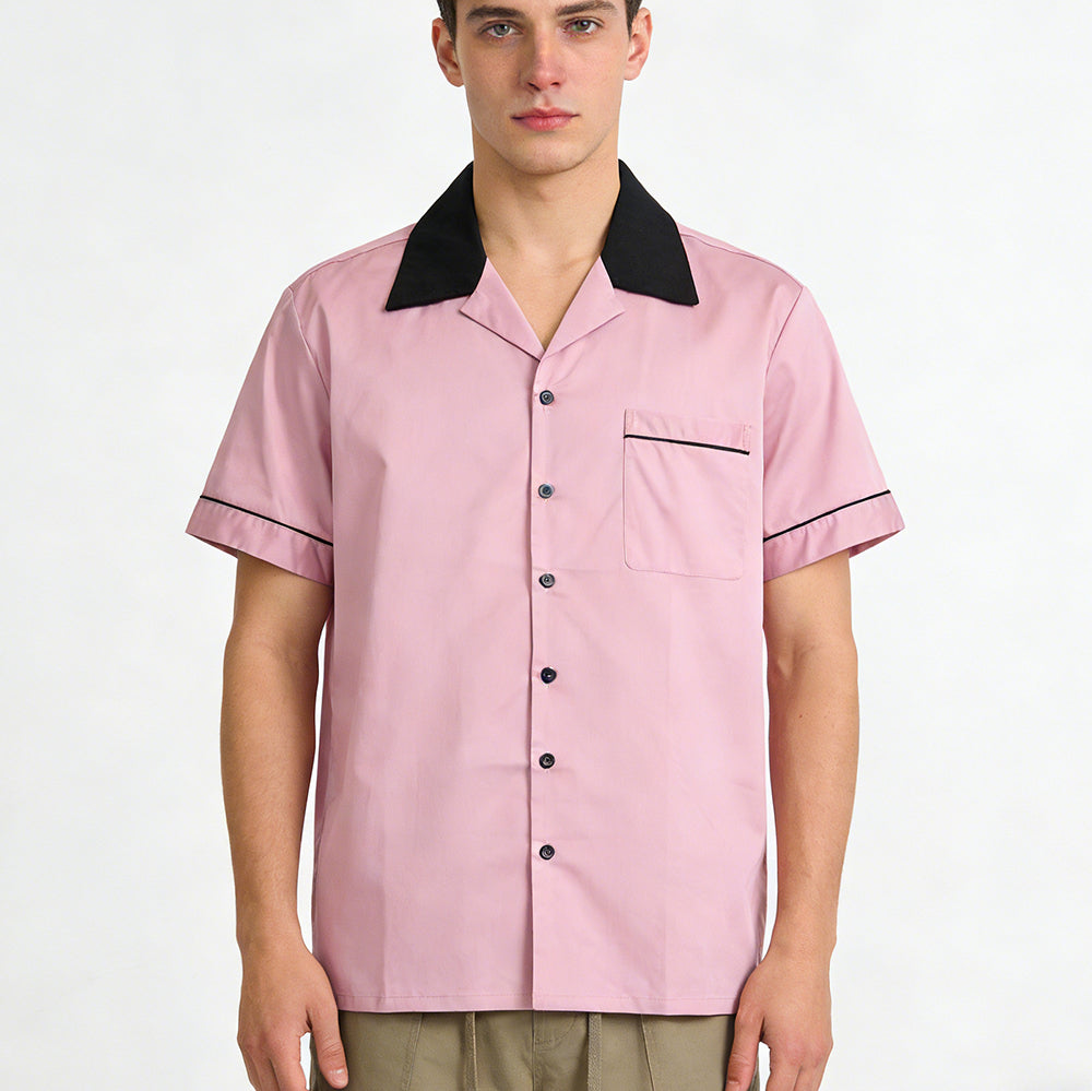 New hot selling lapel short sleeved single pocket men's shirt original design